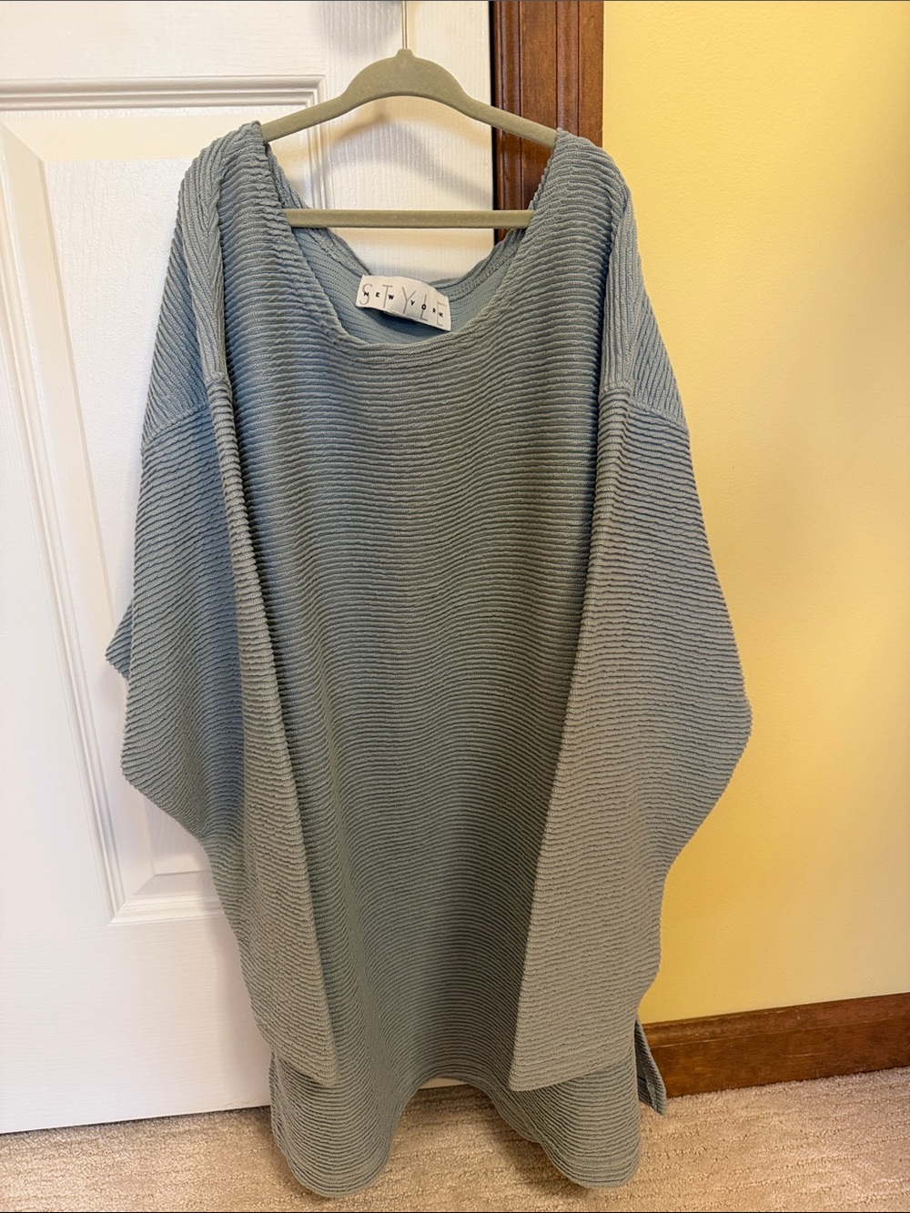 Style New York: Textured Oversized Knit Tunic in Sage